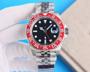 Clean Factory Watch Men Sport 40mm Watch Red and Blue Pepsi GMT Aual Time Zone ETA 2836 3186 3285 Automatisk keramisk dykning Batman Sprite 904L Watches Millennium Band