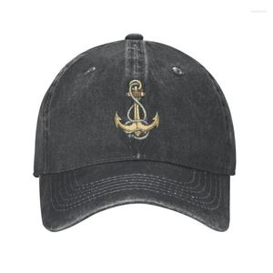 Boll Caps Classic Nautical Captain Anchor Cotton Baseball Cap Women Män andas Sailor Adventure Dad Hat Performance