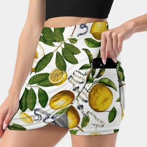 Skirts Lemon Tree-White Women's Skirt With Hide Pocket Tennis Golf Badminton Running Fruit Nature