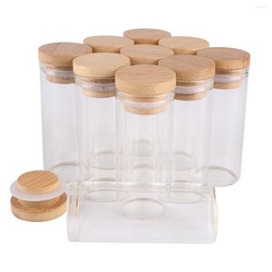 Garrafas de armazenamento 24 peças 30ml 30 Tubos de teste de 70 mm com tampas de bambu Jarros de vidro frascos que desejam que o Bolttes desejassem garrafa para artesanato de casamento presente