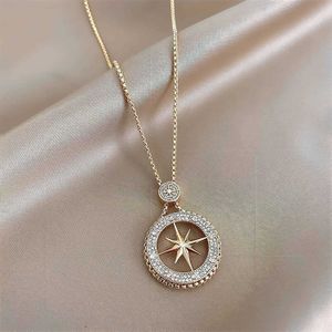 Collana con stella a otto punte placcata in oro 18 carati Lunghezza regolabile per le donne Moda alla moda Donna Ragazze con pendente delicato Catene lunghe impilabili Gioielli all'ingrosso