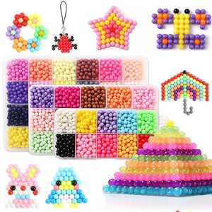 Party Games Crafts Handmade Magic Water Fuse Beads Creative DIY Art Toys Sticky Sensory Set with Accessories 230529