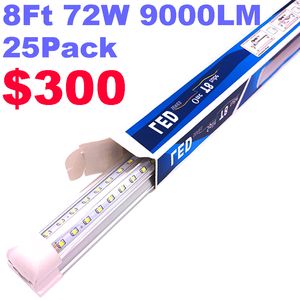 Led Tube Lights 8Ft 72W 9000LM Integrated T8 SMD2835 High Bright Transparent Clear Cover AC85-265V Linkable Low Bay Shop Wall Ceiling Lights oemled