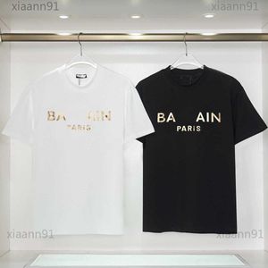 2023 Designer Fashion New Classic Balman Shirt Pure Cotton Metal Paris Letter Printed Tees Summer Mens and Women Couples Loose High Street Oversized T Shirt