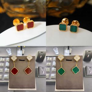 Designer earrings women four leaf clover earrings studs fashion agate 925silver earings Plated 18K gold for woman girl jewelry gift multiple styles