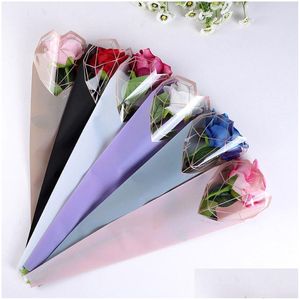 Other Festive Party Supplies 20Pcs/Set Single Rose Plastic Package Transparent Flower Wrap Paper Opp Bag Floral Packaging Bags Dro Dhyvz