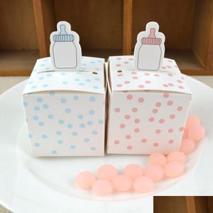 Favor de festa 50pcs Baby Shape Box Box Pink Dots Blue Dots Chuveiro Cadeiras de Candy Cadeiras de Celebração Diretor Droga DROD DHRJ1