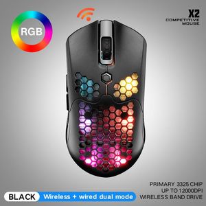 Ratos 2.4G Mouse sem fio RGB Gaming Mouse com 80012000 DPI ajustável 7 botões Honeycomb Hollowing para laptop Desktop