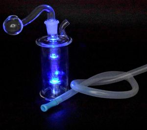 Nuevo LED Glass Oil Burner Bong Water Pipes Small Bubbler Bong MiNi Oil Dab Rigs para fumar narguiles con 10 mm Glass Oil Burner Pipe2954911