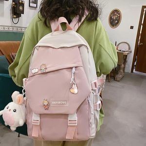 Okul Torbaları Büyük su geçirmez naylon kızlar Kawaii okul çantası kadın patchwork kapak kadın omuzları gündelik bolsa mochila mujer panelli