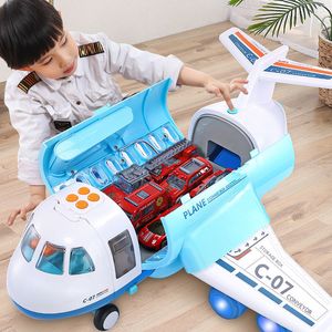 Diecast Model car Large Spray Inertia Airplane Toy for Children Transport Aircraft Storage Alloy Vehicle Model with Music Light Kids Airliner Gift 230526