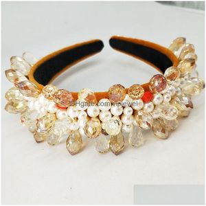 Pinces À Cheveux Barrettes Perlé Bandeau De Luxe Strass Femmes Perles Lunette Cerceau Corée Bandeau Filles Mariée Accessoires De Mariage Drop Dhati