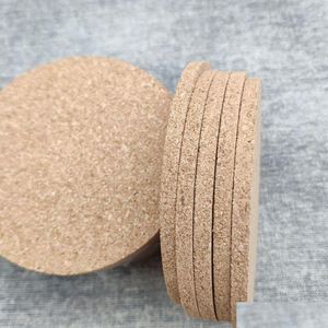 Mats Pads 100Pcs Round Wooden Coasters 9595M Cork Coaster Drink Cup Blank Wood Plain On Drop Delivery Home Garden Kitchen Dining B Dhoud