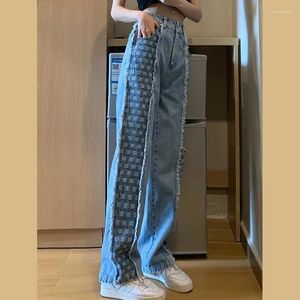 Women's Jeans S-4XL Women Fur-line High Waist Mopping Wide Leg Denim Trousers Female Straight Plus Size Vintage All-match Streetwear Ins