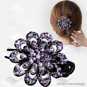 Andra stora Duckbill Hair Clips Women Barrettes Hårnål Hairgrips Three-Tooth Clip Rhinestone Elegant Headwear Hair