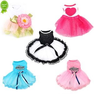 New Cotton Lace Dog Dress Crystals Guipure Dogs Dresses Skirt Puppy Outfit Princess Girl Dog Clothes Fancy Dress Pet Products GGA004