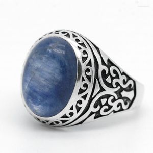 Klusterringar Kyanite Stone Ring 925 Silver Male Natural Men Fjäril