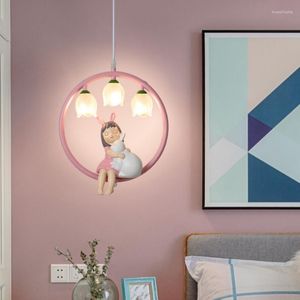 Pendant Lamps Cute Little Girl Lights Princess Room Bedside Lamp Cartoon Modern Children Bedroom Decor Small Suspended