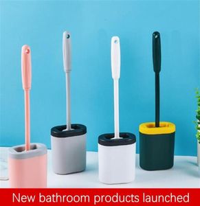 Silicone WC toilet cleaning brush flat head soft soft brush with quickdrying fixed seat set WC accessories cleaning9980764