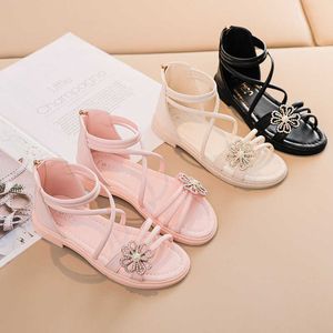 Sandals Girls' Sandals Summer New Fashion Princess Shoes Sweet Rhinestone Flowers Children's Beach Sandals Kids Shoes