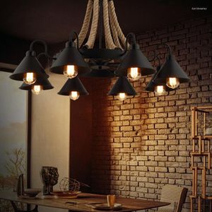 Lâmpadas pendentes loft vintage estilo industrial corda lustre de restaurante loja de roupas barbeiro personalidade criativa bar elchandelier