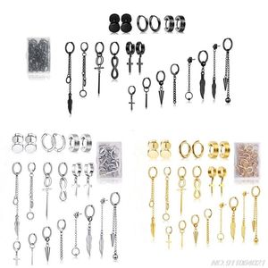 Dangle Earrings & Chandelier 20 Pcs Stainless Steel Huggie Hinged Hoop Kpop Korean Kit Women Men Fashion Jewerly M2 Wholesales