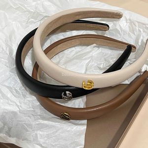 Women's PU Leather Sponge Padded Simple Hair Hoop Band Bezel Hair Accessories Hairband