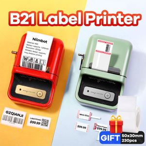 プリンターNiimbot B21サーマルラベルプリンターポータブルBluetoothバーコード衣料品用の高速印刷ラベルジュエリーフードデートホームユースオフィス