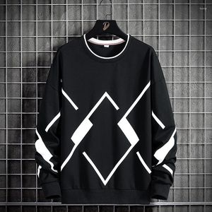 Men's Hoodies 2023 Black White Print Oversize 7XL 8XL Sweatshirt For Men's Spring Autumn Casual Hip Hop Streetwear Clothes