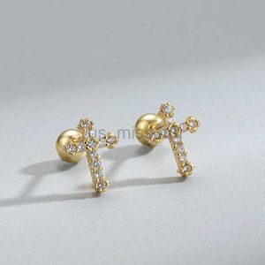 Stud Sipengjel 2 PC Shiny CZ Cross Ear Stud Piercing örhängen för kvinnor Rostfritt stål Broskörhängen Ear Piercing Girls Jewelry J230529