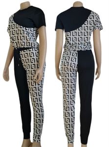 여성 트랙복 여름 캐주얼 짧은 슬리브 티셔츠 바지 세트 디자이너 숙녀 탑과 레깅스 풀오버 스웨트 셔츠 느슨한 두 조각 세트