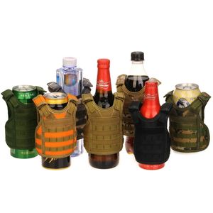 Adjustable Molle Beer Koozie Vest with Shoulder Straps - Military-Style Mini Beverage Cooler Sleeve