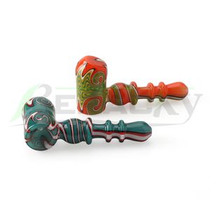 DHL Beracky US Color Glass Hammer Smoking Pipes Wig Wag 5.2inch Heady Glass Bubbler Handcrafted Colored Spoon Pipes For Dry herb Tobacco Dab Rigs Water Bongs Pipes