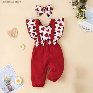 Rompers baby flickor nyfödda jumpsuit röda små barn kläder baby romper sommar kort ärm bodysuits spädbarn outfit barn kostym t230529