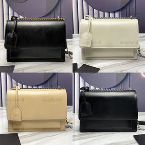 Designers de qualidade de espelho 10A Bolsa de aba do sol médio 22 cm de couro real Alligato Bolsa de luxo de luxo de luxo Bolsa Crossbody Black ombro de caixa de corrente de ouro