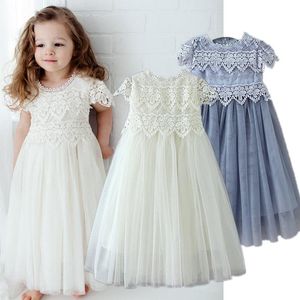 Mädchen Kleider Mädchen Sommer Spitzenkleid Vintage Stickerei Kinder Prinzessin Blumen Party Tüll Kinder Boho Freizeitkleidung