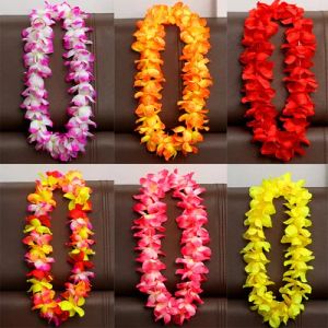 100 cm Flower Hawaiian Beach Party Hula Garland Leis Halsband Lei Birthday Party Supplies Wedding Favors 8Color DLH178