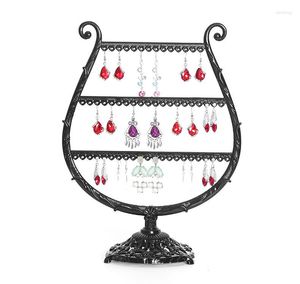 Jewelry Pouches Black Metal Cup Shape Holding Display Earring Holder Shelf Rack Earrings Showcase Stand Organizer Euro Style