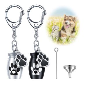 Black Pet Urns Key chain Dog Urns for Ashes Small Pet Ashes Keepsake Pet Dog Cat Cremation Jewelry Pend Paw Print Memorial Urn
