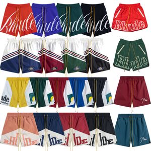 2023 RH rhude pantaloncini firmati moda uomo pantaloni da spiaggia sport fitness pantaloncini di alta qualità di lusso casual pantaloncini a rete versatili europeo S-XL