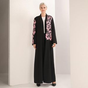 Etniska kläder Lång kjol Tryckt svart Abaya Dubai Cardigan Robe Fashion Kaftan Bönkläder Ramadan Muslim Islamiska Mellanöstern