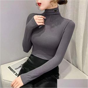 Women'S Sweaters Womens High Neck Turtleneck Shirt Woman Sweater Blouse Shirts Tops Drop Delivery Apparel Clothing Dhwia