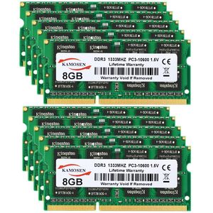 RAMS Kamosen DDR3 RAM 10PCS 8GB 1333MHz 1600MHz Brand Baixa tensão de baixa tensão 1.35V PC312800 Memória SODIMM 204PIN NONECC