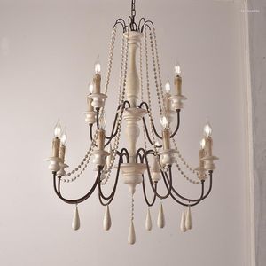 Żyrandole wystrój salonu drewniany żyrandol LED Candelabro jadalnia odzież e14 lampa świec w osadzeniu ogrodowym