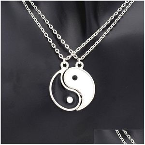 Hänge halsband grossist1pair romantisk emalj svartvit vän tai chi hängen bff yin yang halsband vänskap älskare kupp dhcfo