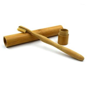 Przenośna naturalna bambusowa szczoteczka do zębów rurka obudowa do podróży ekologiczne rąk ręcznie wykonane pudełka do przechowywania 6865145