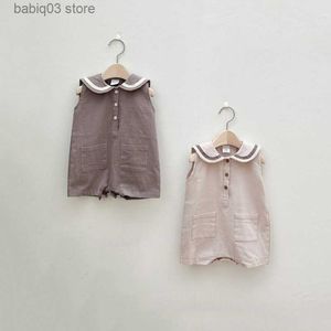 Yeni doğan bebek bebek kız romper yaz pamuklu kolsuz bebek tulum bebek pijamaları 0-2y bebek kıyafetleri T230529