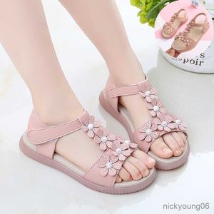 Sandals Kids Sandals for Girls Summer 2023 New Breathable Children's Soft-soled Little Girl Princess Open-toed Beach Flat Shoes R230529