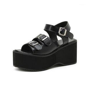 Сандалии женские платформы клинеды обувь черная сандаловая гладиатор повседневные высокие каблуки 2023