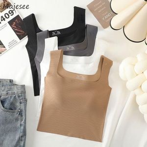 Kvinnors tankar Crop Tops Women Slim Casual Backless Chic Sweet Solid All-Match Inner Korean Style Fashion Summer Soft College Simple Match Simple